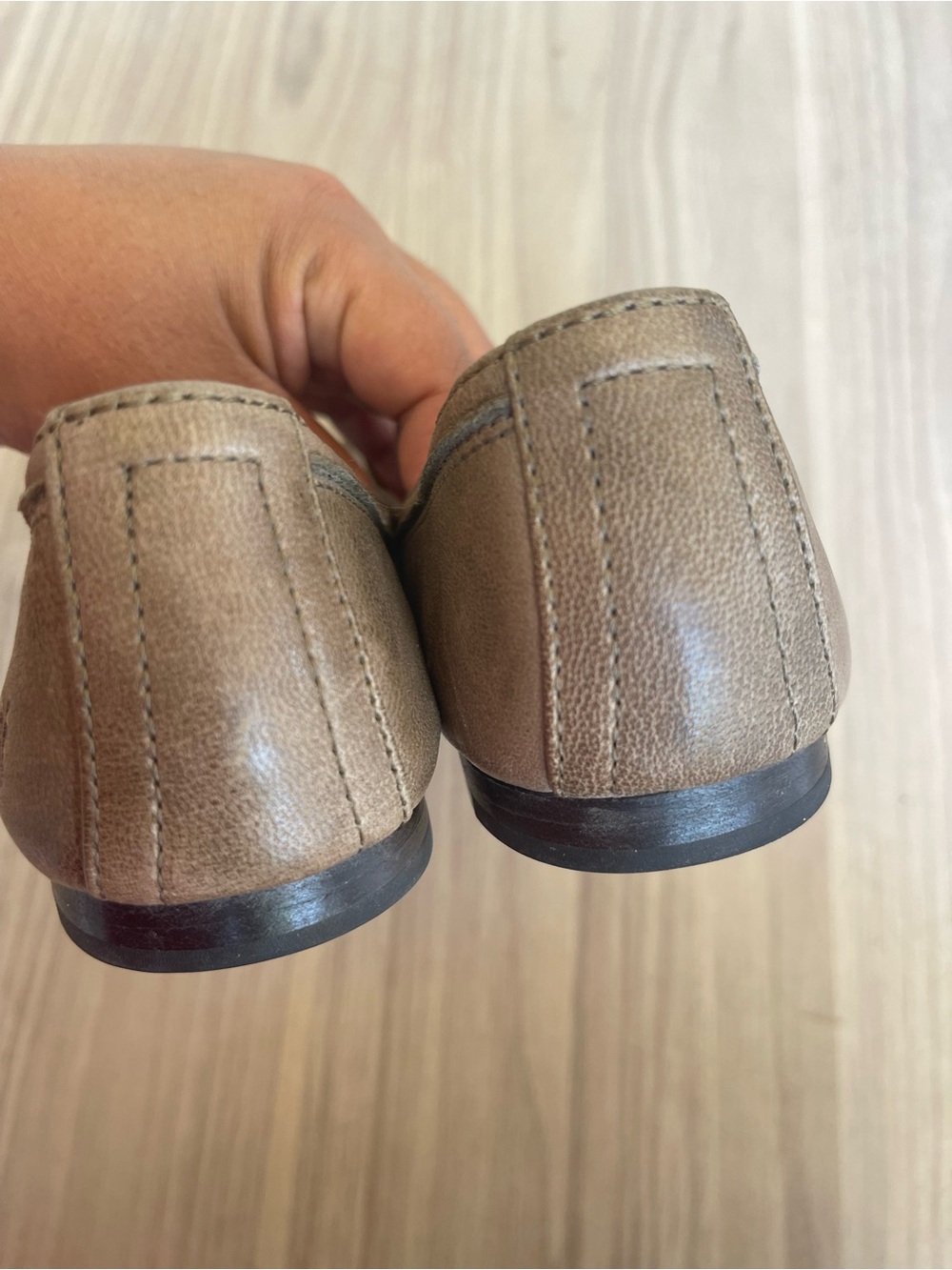 Frye Women's Taupe Leather Ballet Flats - Picture 4 of 12